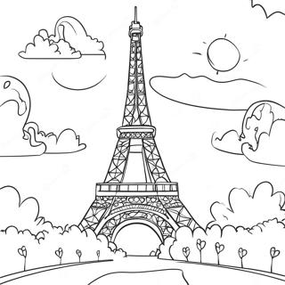 Eiffel Tower At Sunset Coloring Page 83779-25010