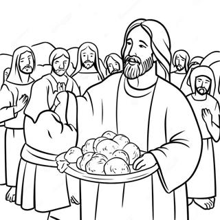 Jesus Feeding The 5000 Coloring Page 8381-1284