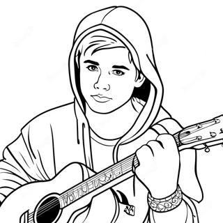 Justin Bieber With Guitar Coloring Page 83984-25175