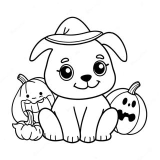 Cute Halloween Puppy With Pumpkin Coloring Page 84010 25194
