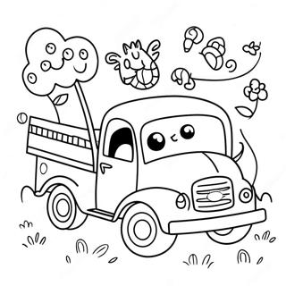 Little Blue Truck With Happy Animals Coloring Page 84444-25529