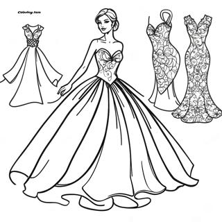 Elegant Evening Gown Coloring Page 84470-25551