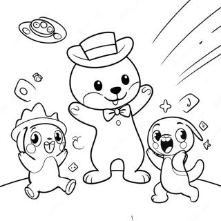 Tuxedo Sam Playing With Friends Coloring Page 84904-25973