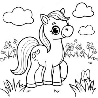 Cute Baby Horse In A Field Coloring Page 84980-26035