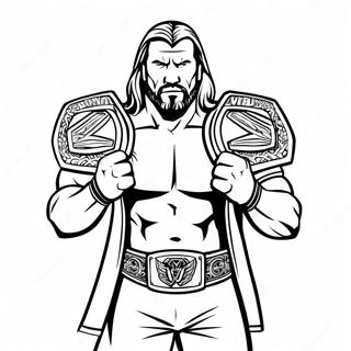 Triple H Holding Two Belts Coloring Page 85290-26278