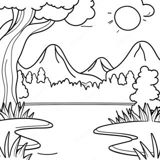 Calm Nature Scene Coloring Page 85366-26335