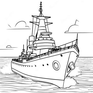 Colorful Battleship At Sea Coloring Page 85622-26529