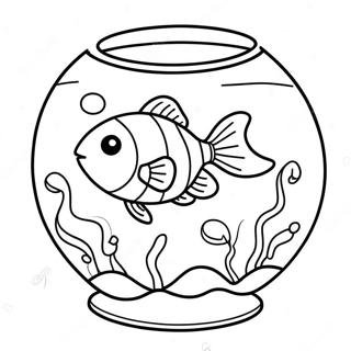 Happy Goldfish In A Bowl Coloring Page 85699-26594