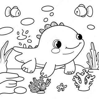 Axolotl Exploring A Coral Reef Coloring Page 8571 851