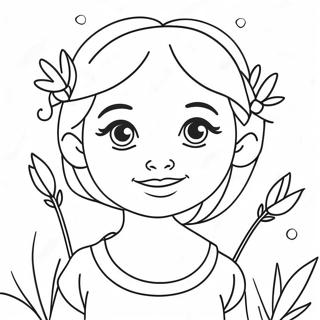 Cute Realistic Girl With Flowers Coloring Page 85777-26655