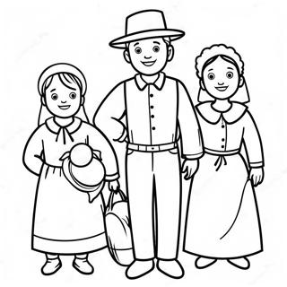 Happy Pilgrim Family Coloring Page 85955-26789