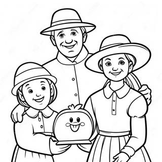 Happy Pilgrim Family Coloring Page 85955-26790