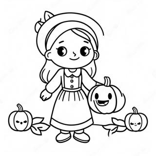 Pilgrim Girl Holding Pumpkin Coloring Page 85957-26797