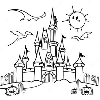 Haunted Disney Castle Halloween Coloring Page 85983-26817