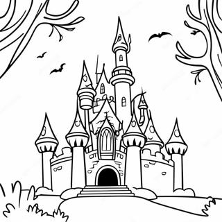 Haunted Disney Castle Halloween Coloring Page 85983-26819