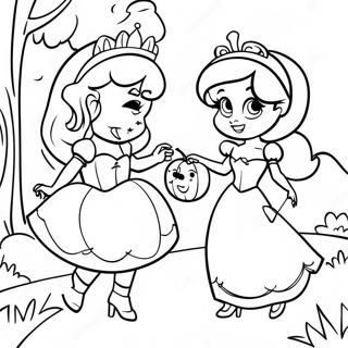 Disney Princesses Trick Or Treating Coloring Page 85984-26821