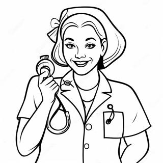 Nurse Holding A Stethoscope Coloring Page 86212 27002