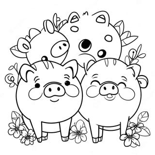 Adorable Piggy Family Coloring Page 86338-27098