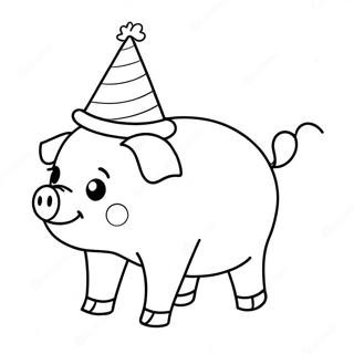 Piggy With A Party Hat Coloring Page 86339-27103