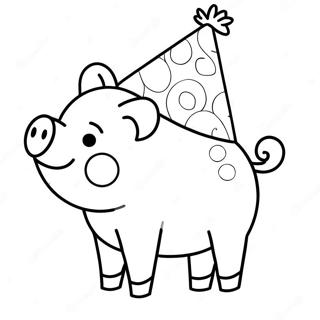 Piggy With A Party Hat Coloring Page 86339-27104