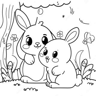 Fluffy Bunnies In A Garden Coloring Page 86441-27201