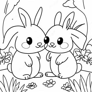 Fluffy Bunnies In A Garden Coloring Page 86441-27204