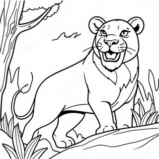 Fierce Lioness Hunting Coloring Page 86494-27248