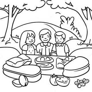 Family Picnic With Blanket Coloring Page 86672-27358