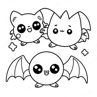 Playful Kawaii Bats Coloring Page 86752-27426