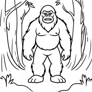 Scary Bigfoot In The Woods Coloring Page 86777 27444