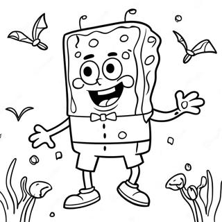 Spongebob In A Spooky Costume Coloring Page 87107-27696