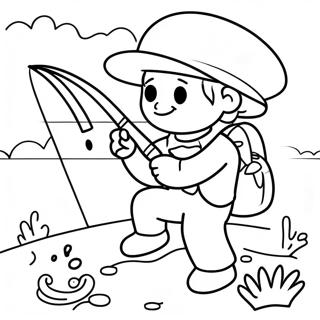 Adventurous Fisherman With Rod Coloring Page 87210-27769