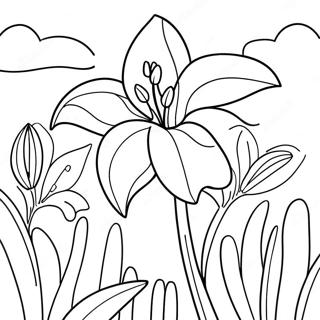 Colorful Lily Flower Garden Coloring Page 87315-27857