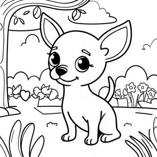 Playful Chihuahua In A Garden Coloring Page 87493-27989
