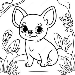Playful Chihuahua In A Garden Coloring Page 87493-27990