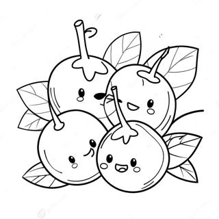 Cute Cherries With Faces Coloring Page 87544-28026