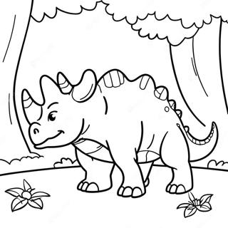 Colorful Triceratops In Forest Coloring Page 87802-28234