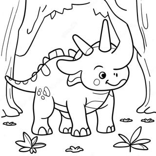 Colorful Triceratops In Forest Coloring Page 87802-28236
