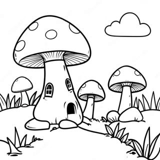 Fantasy Mushroom Village Coloring Page 87828 28439