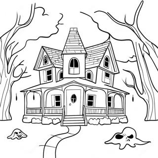 Spooky Goosebumps Haunted House Coloring Page 87851-28450