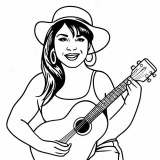 Selena Quintanilla With Guitar Coloring Page 87905-28318