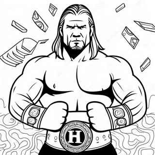 3d Triple H Holding Two Belts Coloring Page 87956 28533