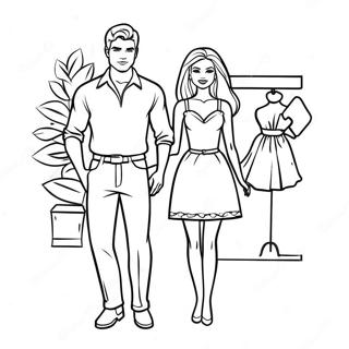 Fashionable Barbie And Ken Coloring Page 87980-28368