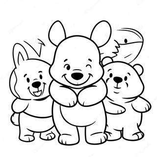 Cute Baby Winnie The Pooh With Friends Coloring Page 88057-28606