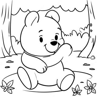Playful Baby Winnie The Pooh In The Forest Coloring Page 88059 28611