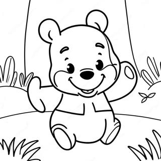 Playful Baby Winnie The Pooh In The Forest Coloring Page 88059 28612