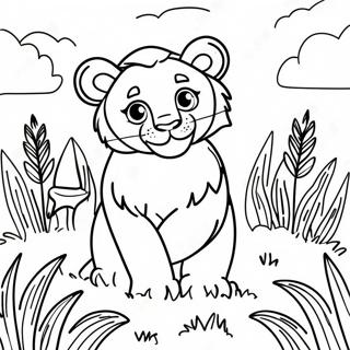 Playful Leo In The Grass Coloring Page 88187-28710