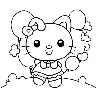 Hello Kitty With Balloons Coloring Page 88390-28861