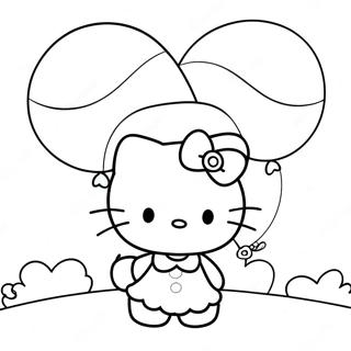 Hello Kitty With Balloons Coloring Page 88390-28862