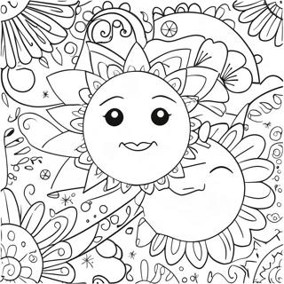 Whimsical Bohemian Sun And Moon Coloring Page 88443-28906